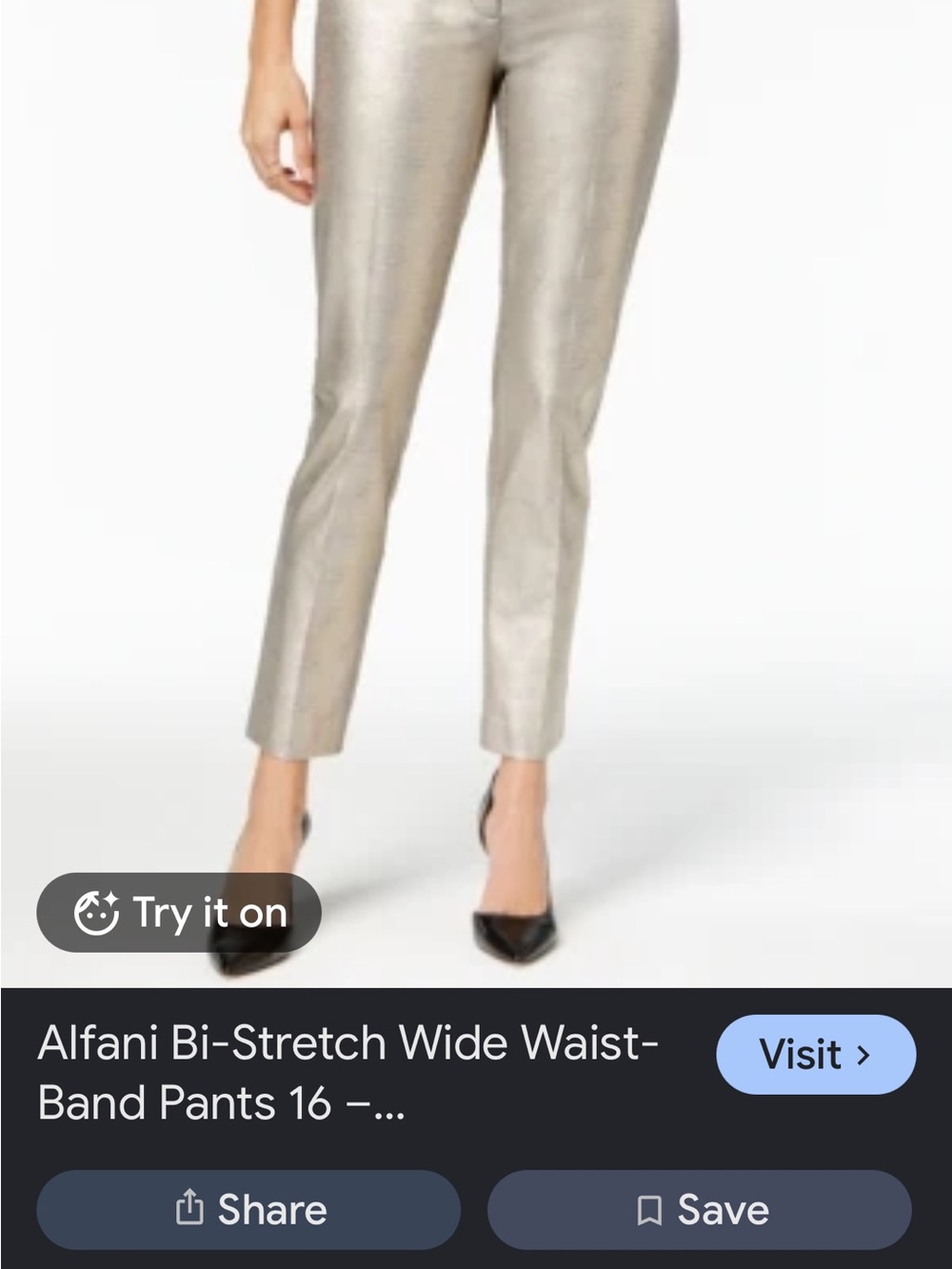 Alfani Metallic Cropped Ankle Pants — Silver Tone